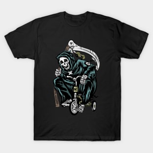 grim reaper bicycle cartoon character T-Shirt